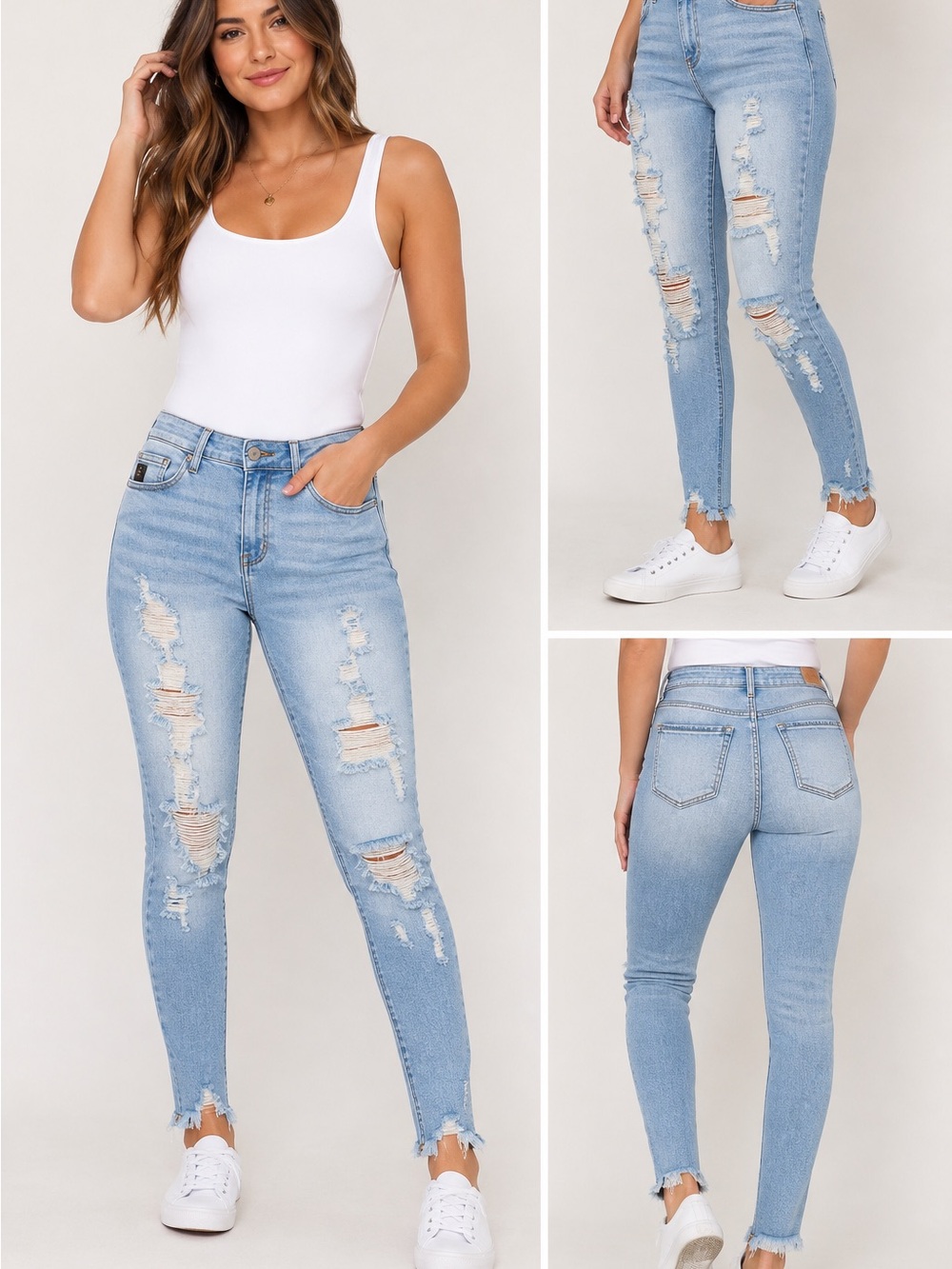 KanCan Light Wash Distressed Skinny Jeans